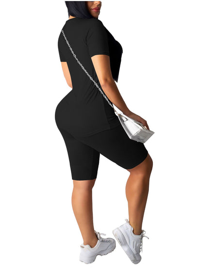 Crew neck short-sleeved T-shirt and shorts set