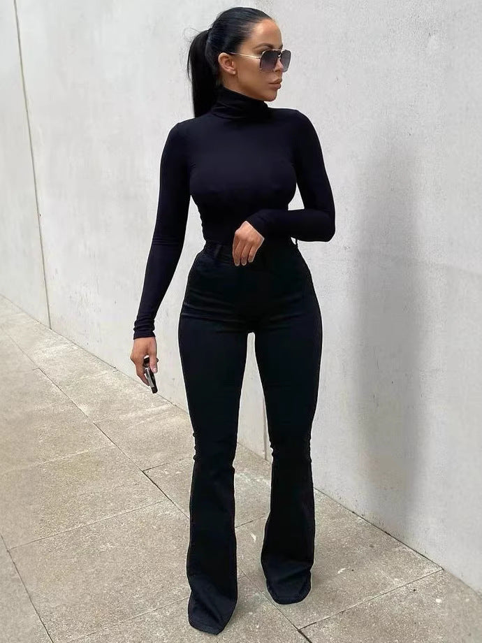 High-waisted slimming flared jeans