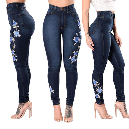 Embroidered slim fit jeans