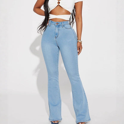 High-waisted slimming flared jeans