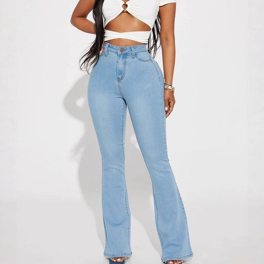 High-waisted slimming flared jeans
