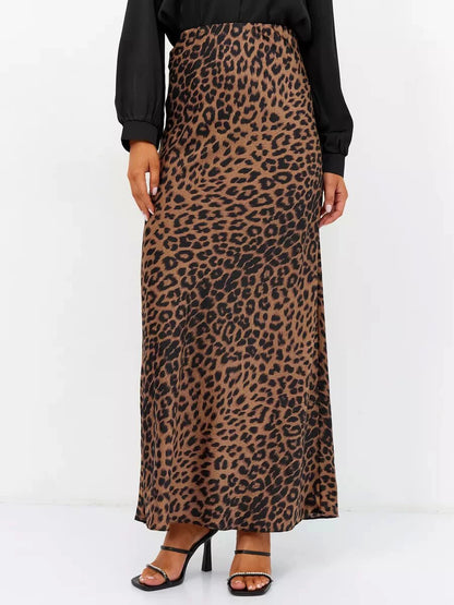 Leopard Print Silky Long Dress