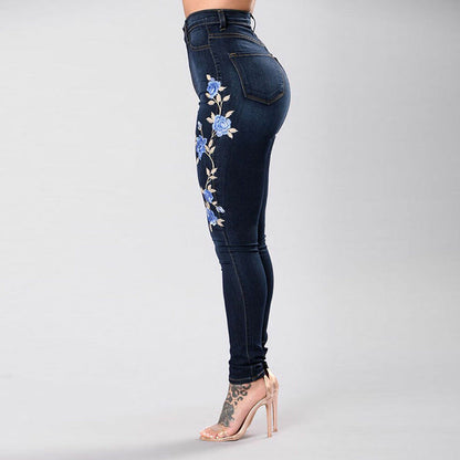 Embroidered slim fit jeans
