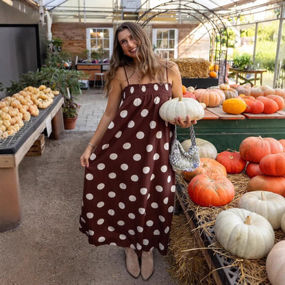 Polka dot print long dress