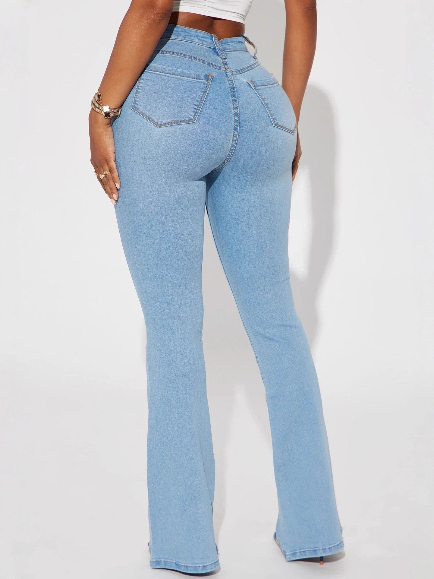High-waisted slimming flared jeans