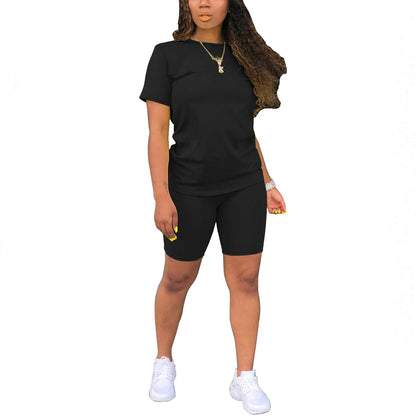 Crew neck short-sleeved T-shirt and shorts set