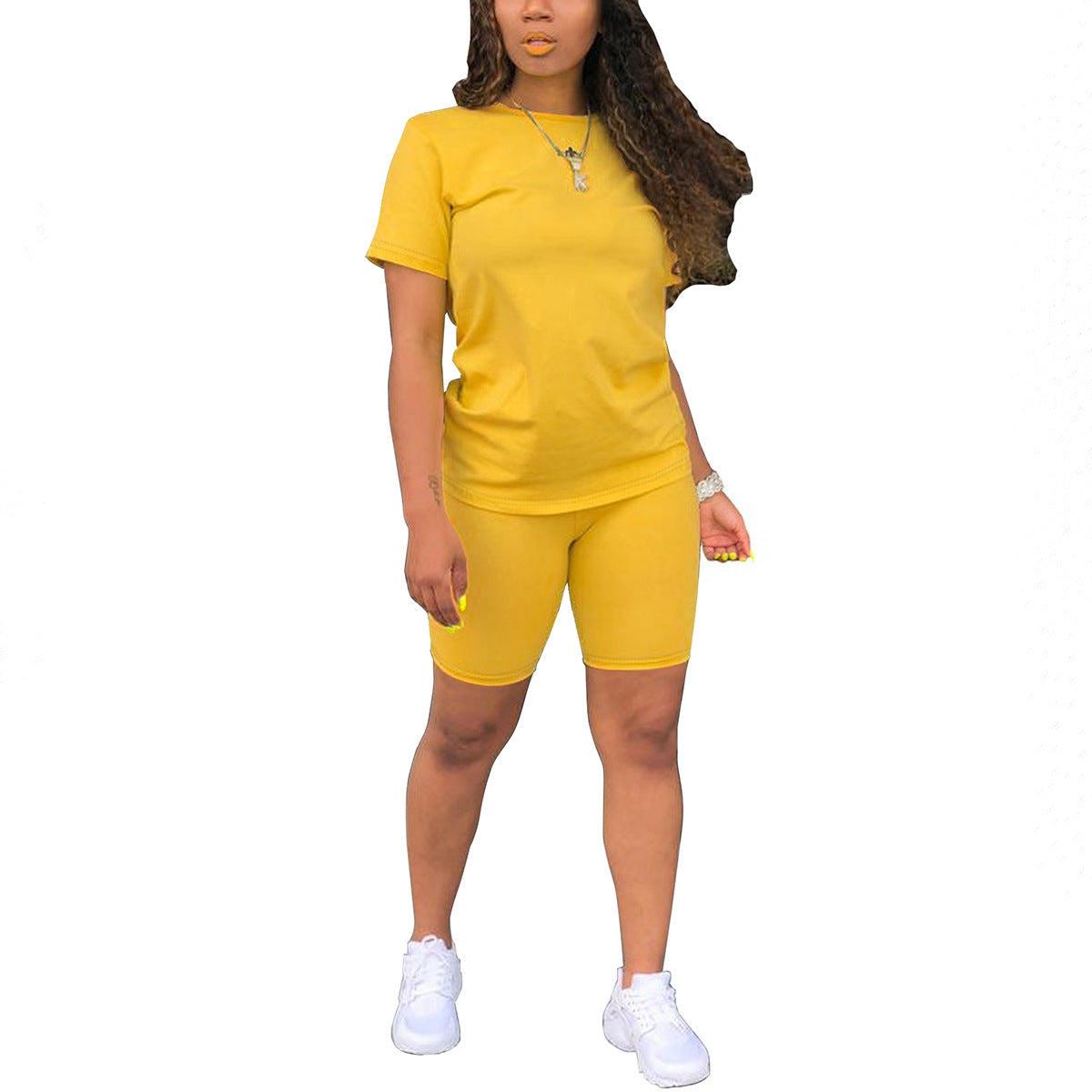 Crew neck short-sleeved T-shirt and shorts set