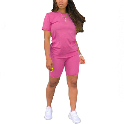 Crew neck short-sleeved T-shirt and shorts set