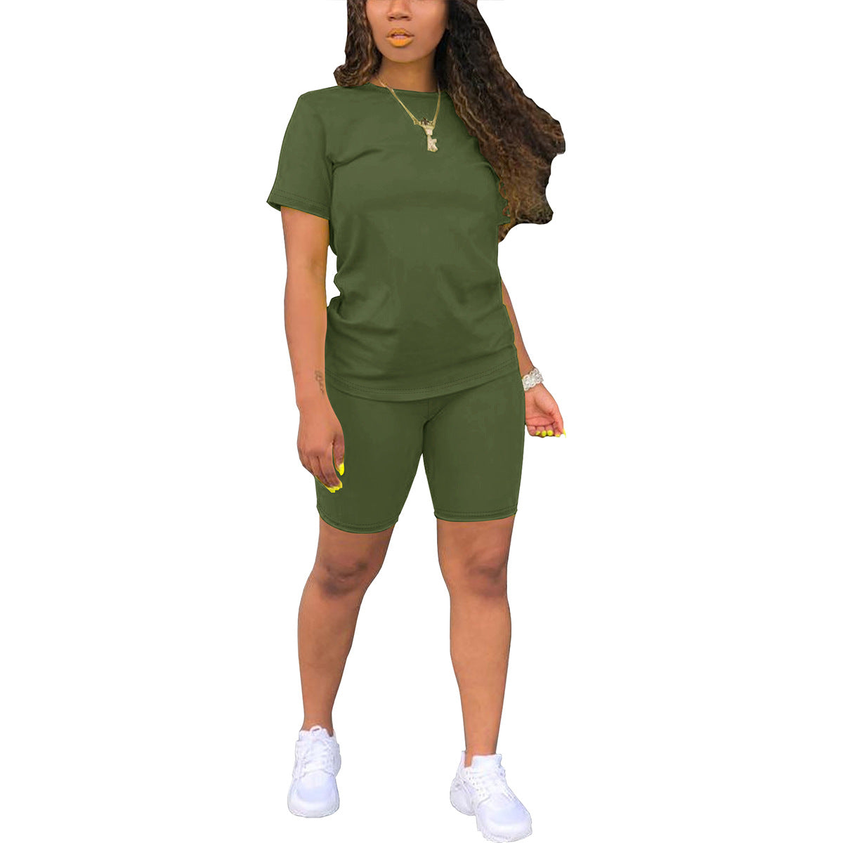 Crew neck short-sleeved T-shirt and shorts set